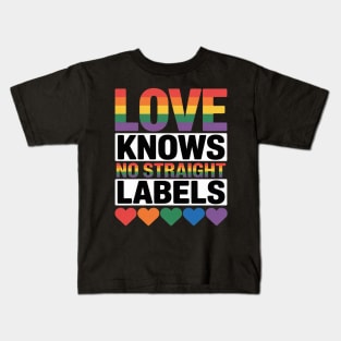 Love Knows No Straight Labels LGBT Gay Ally Queer Pride Kids T-Shirt